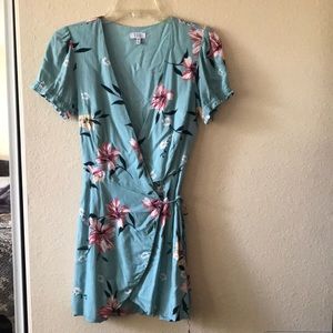 Blue, floral, tie around sundress